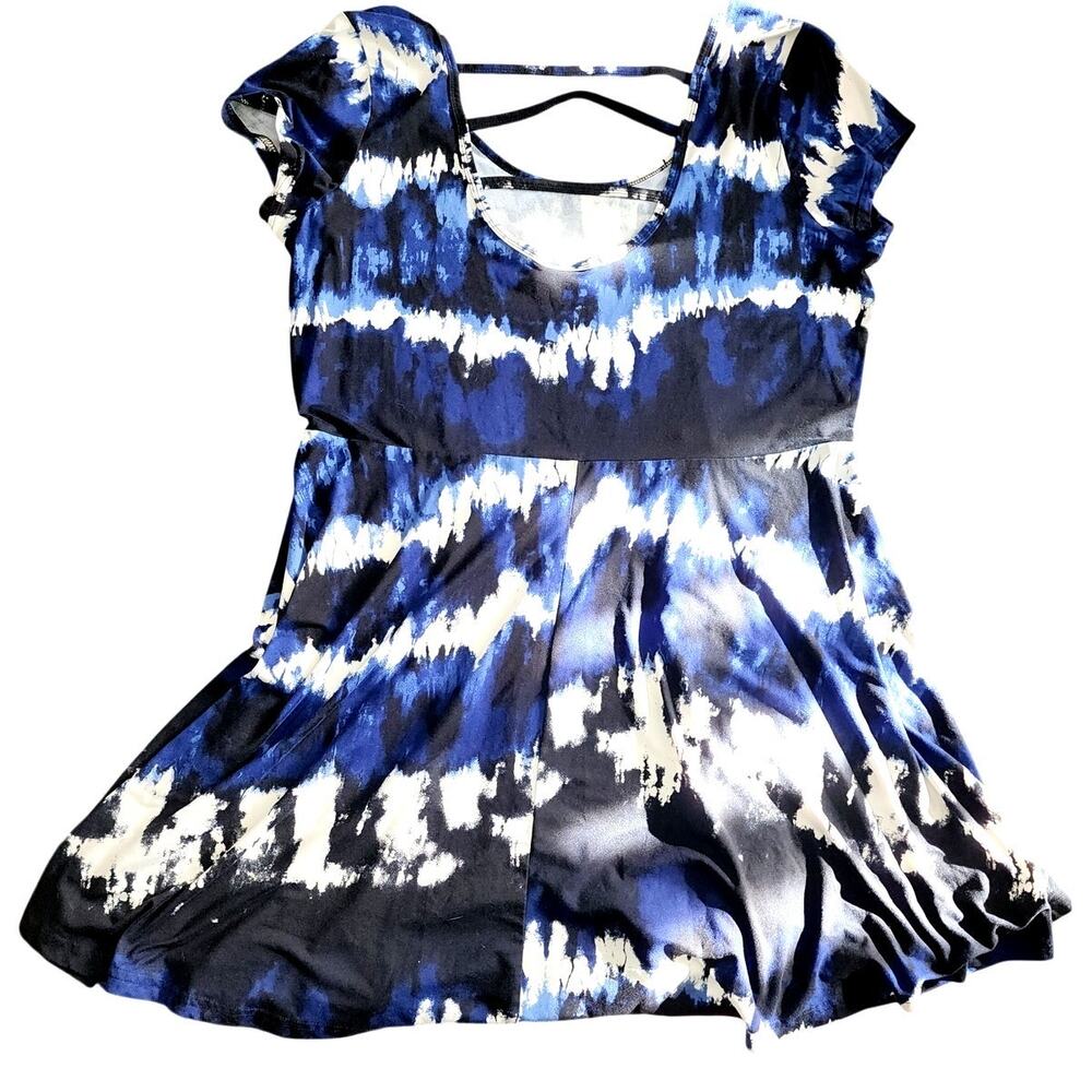 Bobbie Brooks Tie-Dye Blue Strappy Cap Sleeves Low Cut plus Size 3X